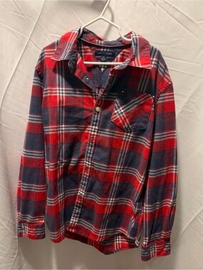 Tommy Hilfiger Red, Navy & White Plaid Button-Down Shirt